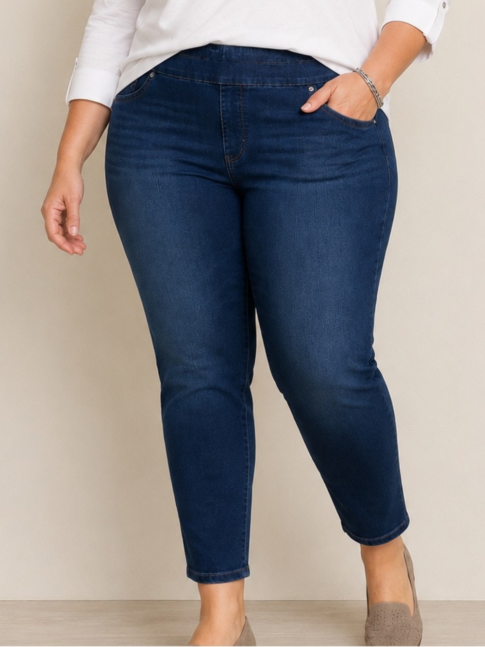 NWT Chico’s Jegging Ankle Pull On Denim Jeans Women’s Size 4R US 20 Dark Wash